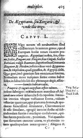 Captvt L. De Aegyptianis, seu Zingaris, et vnde illis origo