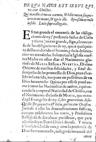 De qva natus est Iesvs qvi vocatur Christus. Qui manducat meam carnem, et bibit meum sanguinem in me manet, et ego in illo. Sponsabo te mihi infide. Locis supra allegatis