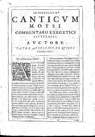 In Postremvm Canticvm Moysi commentarii exegetici literales (Deuteronom. cap. XXXII)