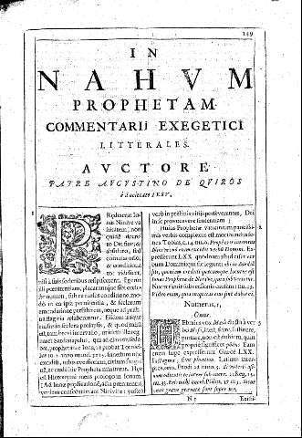 In Nahvm Prophetam. Commentarii exegetici litterales