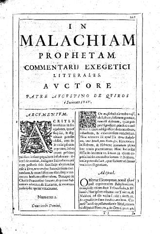 In Malachiam Prophetam. Commentarii exegetici litteralis