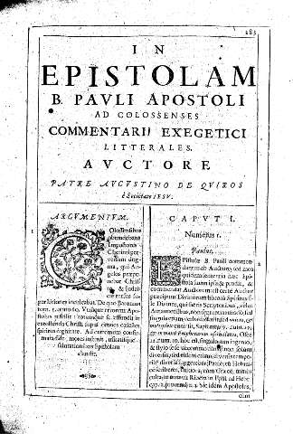 In Epistolam B. Pavli Apostoli ad Colossenses. Commentarii exegetici litteralis