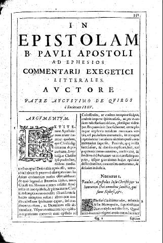 In Epistolam B Pavli Apostoli ad Ephesios. Comentarii exegetici litterales