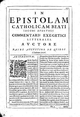 In Epistolam catholicam beati Iacobi Apostoli. Commentarii exegetici litterales