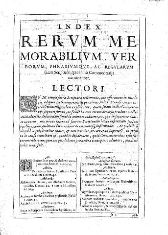Index rervm memorabilivm, verborvm, phrasivmqve, ac regvlarvm Sacrae Scripturae