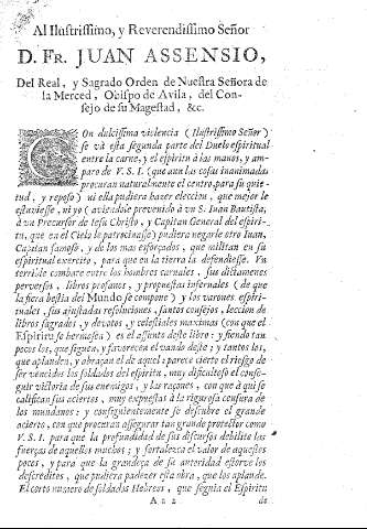 Al Ilustrissimo, y Reverendissimo Señor D. Fr. Juan Assensio, Del Real, y Sagrado Orden de Nuestra Señora de la Merced ...