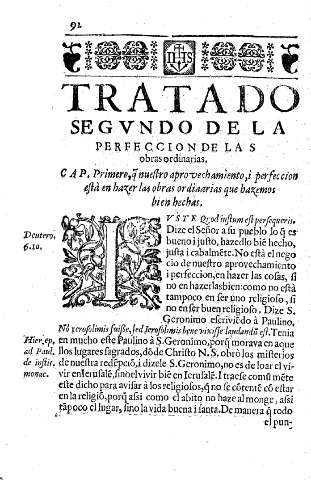 Tratado Segvndo. De la perfeccion de las obras ordinarias