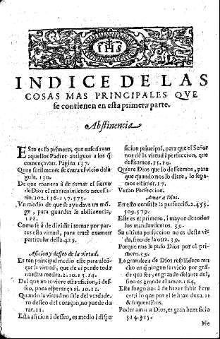 Indice de las cosas mas principales qve se contienen en esta primera parte