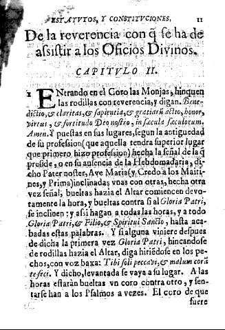 De la reverencia con q se ha de assistir a los Oficios Divinos. Capitvlo II.