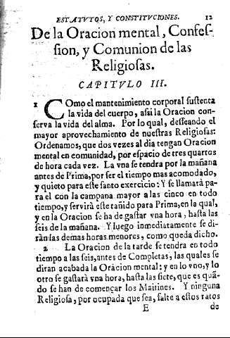 De la Oracion mental, Confession, y Comunion de las Religiosas. Capitvlo III.