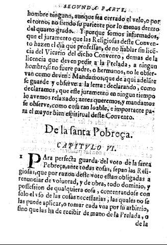 De la Santa Pobreça. Capitvlo VI.