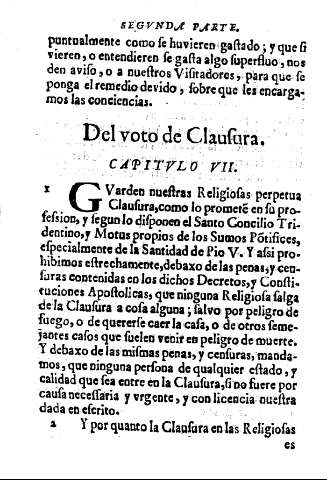 Del voto de Clausura. Capitvlo VII.