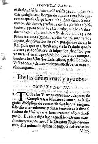 De las disciplinas, y ayunos. Capitvlo IX.