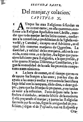 Del manjar, y colacion. Capitvlo X.