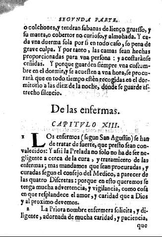 De las enfermas. Capitvlo XIII.