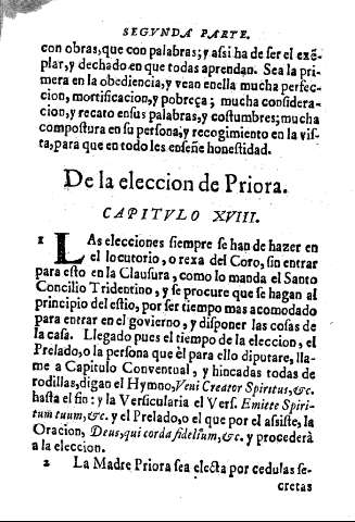 De la eleccion de Priora. Capitvlo XVIII.