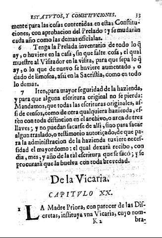 De la Vicaria. Capitvlo XX.