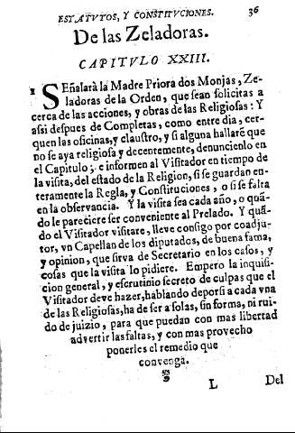 De las Zeladoras. Capitvlo XXIII.