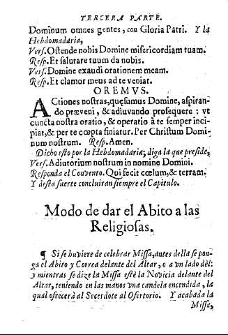 Modo de dar el Abito a las Religiosas