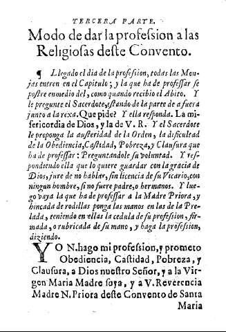 Modo de dar la profession a las Religiosas deste Convento