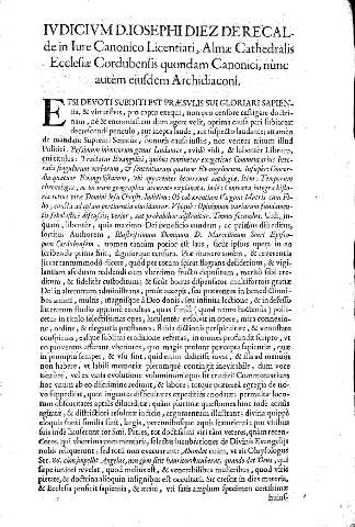 Ivdicivm D. Iosephi Diez de Recalde
