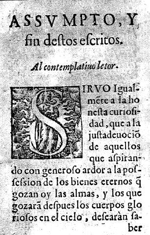 Assvmpto, y fin destos escritos. Al contemplatino letor