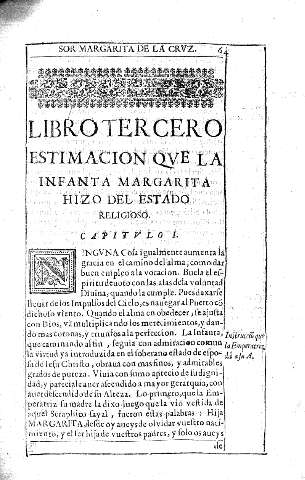 Libro tercero. Estimacion qve la Infanta Margarita hizo del estado religioso