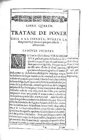 Libro qvarto. Tratase de poner casa a la Infanta, mverta la Emperatriz, y razones que para esto se ofrecieron