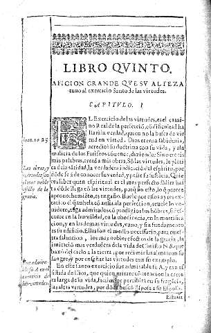 Libro qvinto. Aficion grande qve sv alteza tuuo al exercicio Santo de las virtudes