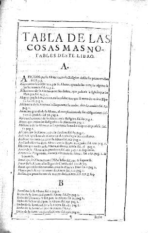 Tabla de las cosas mas notables deste libro