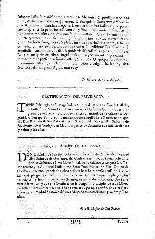 Certificacion del privilegio  -  Certificacion de la Tassa