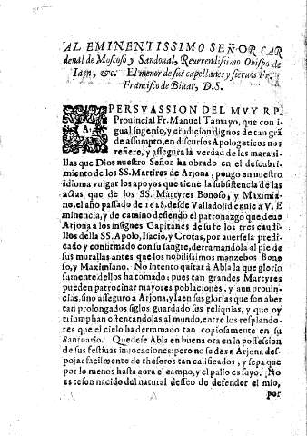 Al Eminentissimo Señor Cardenal de Moscoso y Sandoual