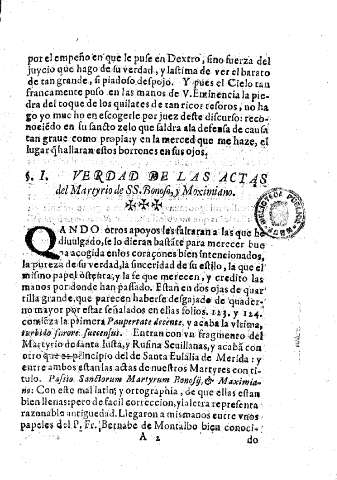 I. Verdad de las Actas del Martyrio de SS. Bonoso, y Moximiano