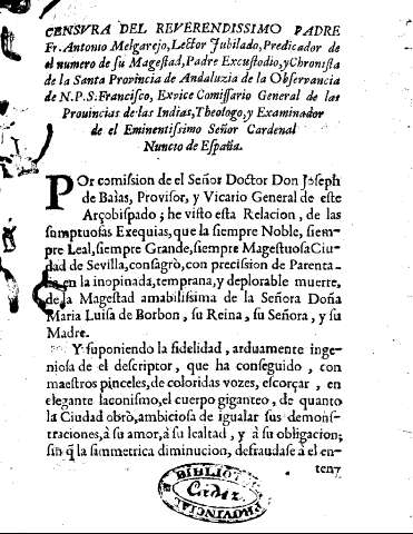 Censvra del reverendissimo padre Fr. Antonio Melgarejo...