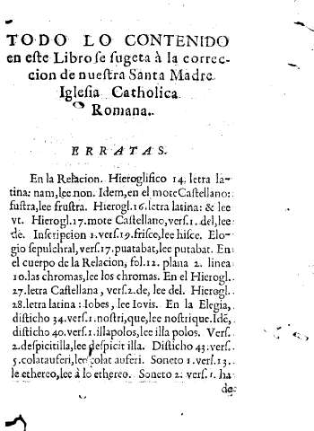 Todo lo contenido en este Libro se fugeta à la correccion de nuestra Santa Madre...