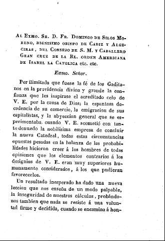 Al Excmo. Sr. D. Fr. Domingo de Silos Moreno