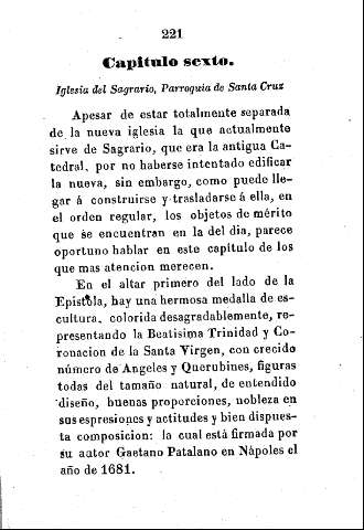 Capítulo sexto. Iglesia del Sagrario, Parroquia de Santa Cruz