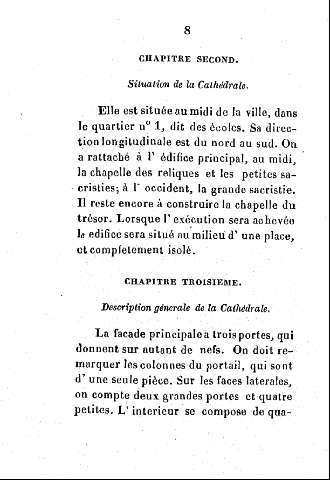 Chapitre Second. Situation de la Cathédral  -  Chapitre Troisieme. Description géneral de la Cathedral