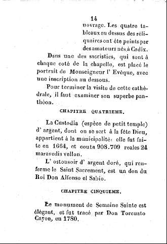 Chapitre Quatrième. La Custodia - Chapitre Cinquième