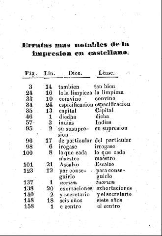 Erratas mas notables de la impresion en castellano