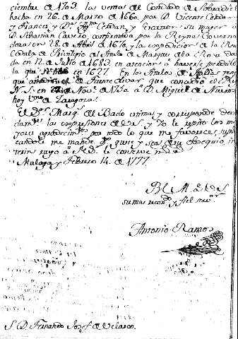 Malaga y Febrero 14 de 1777