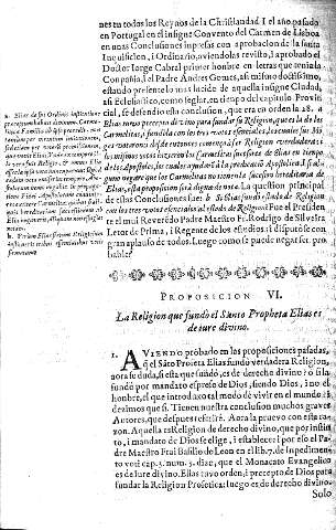 Proposicion VI. La Religion que fundo el Santo Propheta Eliase de iure divino