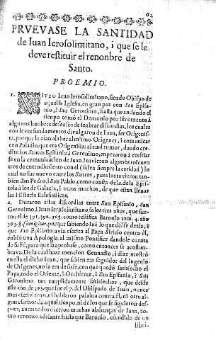 Prevase la Santidad de Iuan Ierosolimitano, i que se le deve restituir el renonbre de Santo