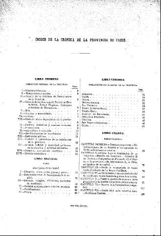Índice de la crónica de la provincia de Cadiz