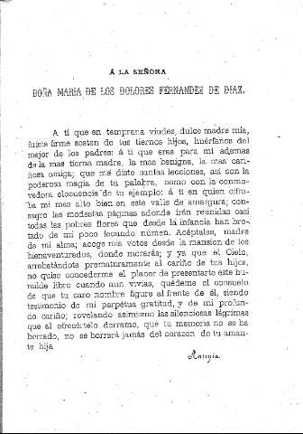 Á la señora doña María de los Dolores Fernández de Díaz