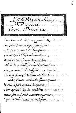 La Posmodia poema canto primero