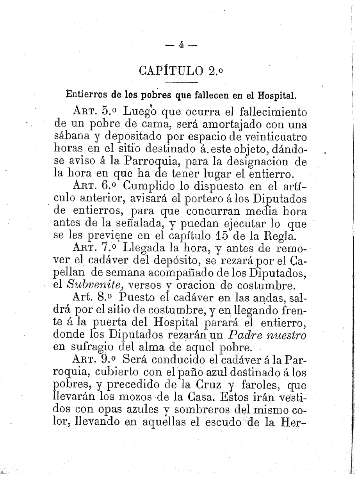 Capítulo 2º. Entierros de los pobres que fallecen en el Hospital