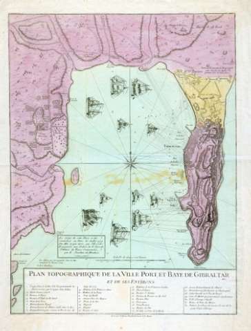 Plan topographique de la ville, port, et baye de Gibraltar et de ses environs