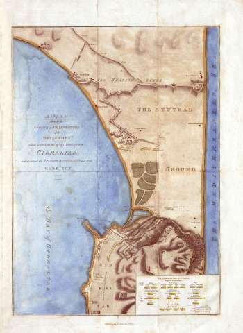 A plan shewing the attack and disposition of the detachmen which sallied on the 27 th. of novemr. 1781 from Gibraltar, and destroyed the spanish batteries before that Garrison