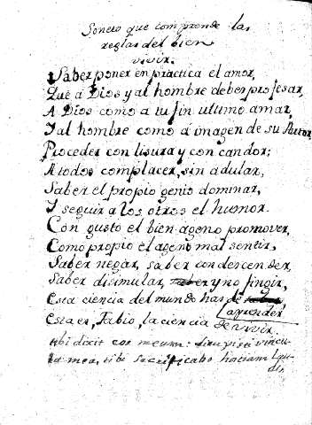 Soneto que comprende las reglas del bien vivir